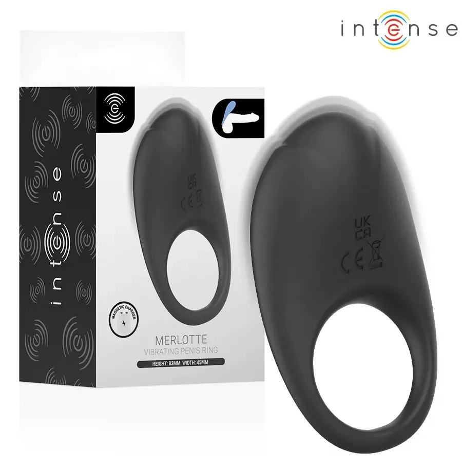 INTENSE - MERLOTTE VIBRATING PENIS RING WITH CLITORIS STIMULATION BLACK