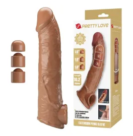 PRETTY LOVE - MANICOTTO REGOLABILE PER ALLUNGAMENTO DEL PENE 26 CM Ø 4 CM MARRONE