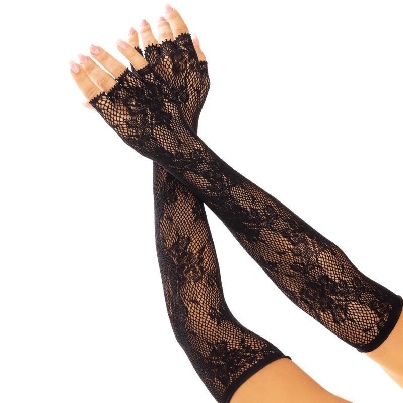 LEG AVENUE - FLORAL NETWORK FINGERLESS GLOVES BLACK LEG AVENUE - FLORAL NETWORK FINGERLESS GLOVES BLACK