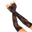 LEG AVENUE - FLORAL NETWORK FINGERLOSE HANDSCHUHE SCHWARZ