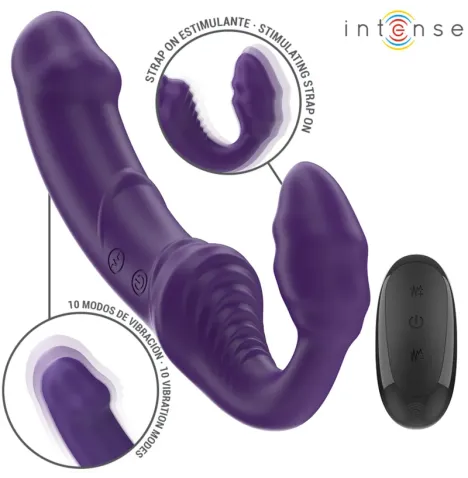 INTENSE - JILL DOUBLE VIBRATOR 20 CM PURPLE REMOTE CONTROL