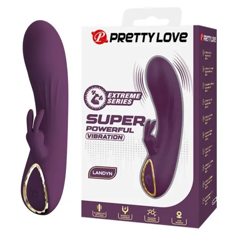 PRETTY LOVE - VIBRATORE A FORMA DI CONIGLIO RICARICABILE LANDYN, 10 FUNZIONI, VIOLA