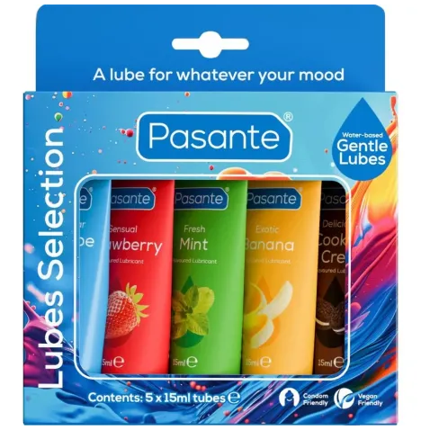 PASANTE - PACKUNG SORTIERTE SCHMIERMITTEL MIT GESCHMACK 5 EINHEITEN X 15 ML