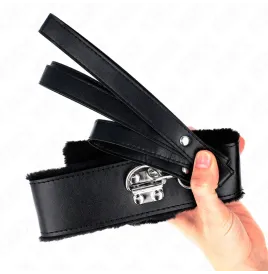 KINK - COLLIER AVEC LAISSE 116 CM AVEC CLOUS ARGENTÉS MODÈLE 4 NOIR AJUSTABLE 40-48 CM X 6 CM
