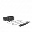 KINK - COLLIER AVEC LAISSE 65 CM AVEC CLOUS ARGENTÉS MODÈLE 5 RÉGLABLE 36-43 CM X 5 CM