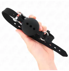 KINK - BAVAGLIO IN SILICONE INTERO 55 x 2 CM CON SFERA DA 4,5 CM MISURA M NERO REGOLABILE 35-51 CM