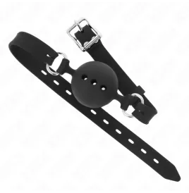 KINK - BAVAGLIO IN SILICONE INTERO 55 x 2 CM CON SFERA DA 4,5 CM MISURA M NERO REGOLABILE 35-51 CM