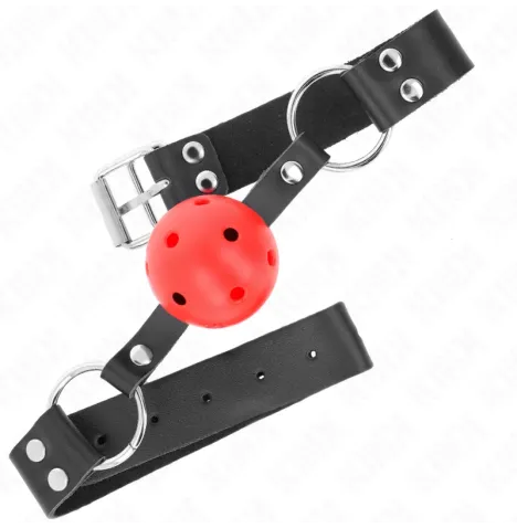 KINK - PALLA TRASPIRANTE BAVAGLIO 4 CM CON DOPPIO RIVETTO ROSSO 62,5 x 2,5 CM REGOLABILE 42-58 CM