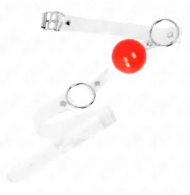 KINK - MORDAZA DE BOLA ROJA DE PVC TRANSPARENTE AJUSTABLE