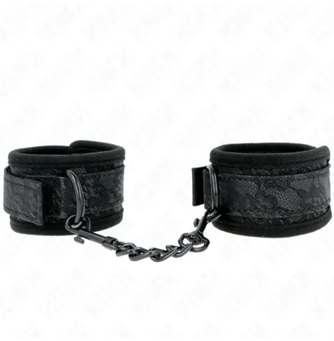 KINK - DARK LACE COVERED WRIST CUFFS NEOPRENE ADJUSTABLE BLACK 20-29 CM X 5 CM