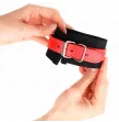 KINK - RESISTENZA DA POLSO IN NYLON NERO CON SIMILPELLE ROSSO REGOLABILE 19-24 CM X 5,5 CM
