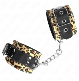 KINK - MUÑEQUERAS DE CUERO ESTILO LEOPARDO AJUSTABLE 18-29 CM X 5.5 CM