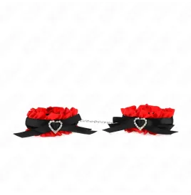 KINK - POLSO ELASTICO IN PIZZO DETTAGLI CUORE ROSSO REGOLABILE 22-35 CM