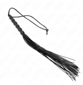 KINK - MINI FOUET EN SILICONE AVEC 6 BILLES NOIRES 26 CM