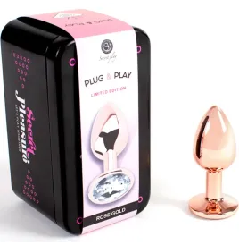 SECRETPLAY - PLUG ANAL EN MÉTAL OR ROSE PETITE TAILLE 7 CM