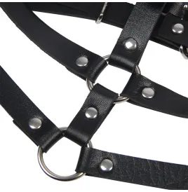 SUBBLIME - HARNAIS POITRINE ANNEAU CUIR NOIR TAILLE UNIQUE