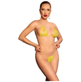 CHILIROSE - CR 4898 BIKINI GIALLO CON STRASS TAGLIA UNICA