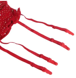 SUBBLIME - 952181 BODYSTOCKING RESILLE AVEC GANTS ET DIAMANTS ROUGE TAILLE UNIQUE