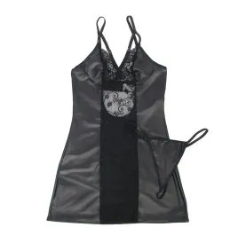 SUBBLIME - 954161 VESTITO PERIZOMA PELLE NERO S-M