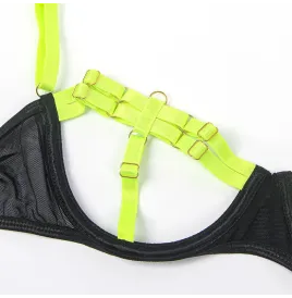 SUBBLIME - 955274 BH-SET MIT HALSKETTE UND BEINDETAILS FLUORESZIERENDES GRÜN S-M