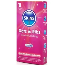 SKINS - DOTS and RIBS PREMIUM-KONDOME PACKUNG 8