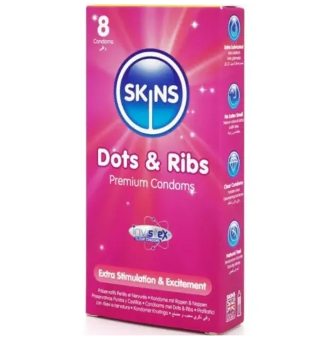 SKINS - DOTS and RIBS PREMIUM-KONDOME PACKUNG 8