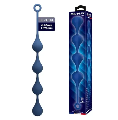 MR PLAY - BLUE SILICONE ANAL BEADS SIZE XL 52.5 CM