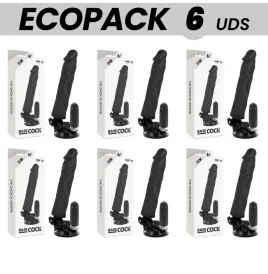 ECOPACK 6 UNITÉS - BASECOCK VIBRATEUR RÉALISTE TÉLÉCOMMANDE NOIR 21 CM -O- 4 CM