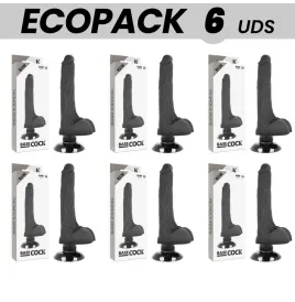 ECOPACK 6 EINHEITEN - BASECOCK REALISTISCHER VIBRATOR 2-1 SCHWARZ 18.5 CM -O- 4 CM