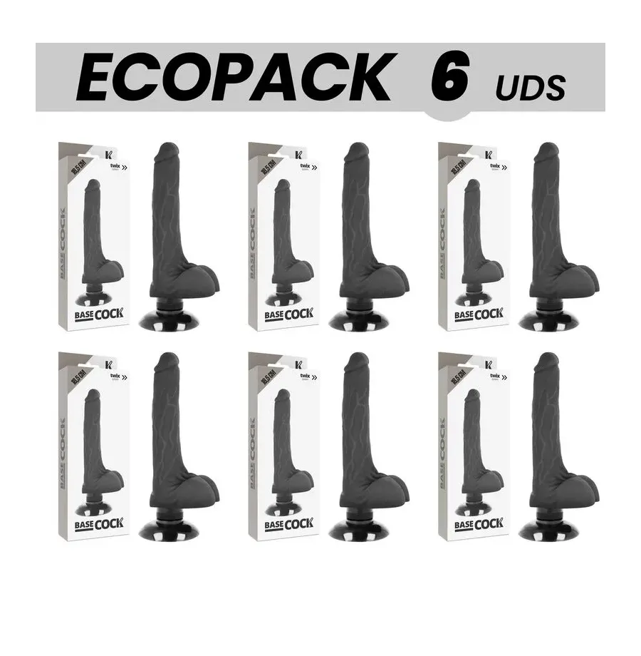 ECOPACK 6 UNITÉS - BASECOCK VIBRATEUR RÉALISTE 2-1 NOIR 18.5 CM -O- 4 CM ECOPACK 6 UNITÉS - BASECOCK VIBRATEUR RÉALISTE 2-1 NOIR 18.5 CM -O- 4 CM
