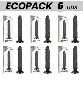 ECOPACK 6 UNIT - BASECOCK VIBRATORE REALISTICO 2-1 NERO 20 CM -O- 4 CM