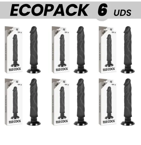 ECOPACK 6 UNIT - BASECOCK VIBRATORE REALISTICO 2-1 NERO 20 CM -O- 4 CM
