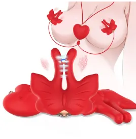 ARMONY - PINCES À TÉTONS MAGNÉTIQUES À VIBRATION FORME PAPILLON ROUGES