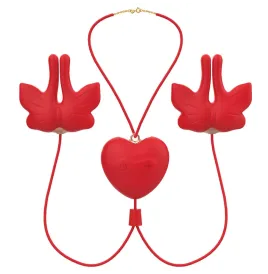 ARMONY - PINCES À TÉTONS MAGNÉTIQUES À VIBRATION FORME PAPILLON ROUGES