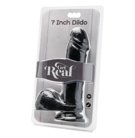 GET REAL - DILDO 18 CM WITH BALLS BLACK