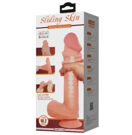 PRETTY LOVE - SLIDING SKIN SERIES REALISTIC DILDO WITH SLIDING SKIN SUCTION CUP BROWN 26 CM