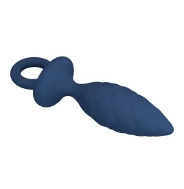 MR PLAY - TEXTURED ANAL PLUG WITH RING BLUE L