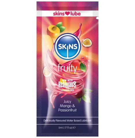 SKINS – FRUCHTIGES, WASSERBASIERTES GLEITMITTEL MANGO and PASSIONSFRUCHT, EINZELDOSIERUNG 5 ML