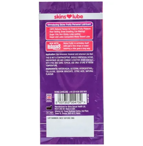 SKINS – FRUCHTIGES, WASSERBASIERTES GLEITMITTEL MANGO and PASSIONSFRUCHT, EINZELDOSIERUNG 5 ML