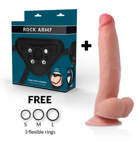 ROCKARMY - ARNÉS DUAL DENSITY LEOPARD DILDO REALISTA 23 CM -O- 4.77 CM