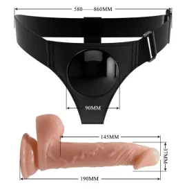 PRETTY LOVE - HARNESS-HOSE UNIVERSAL-HARNESS MIT DILDO KEVIN 19 CM NATURAL