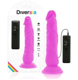 DIVERSIA - DILDO REALÍSTICO FLEXIBLE CON VIBRACIÓN LILA 21 CM -O- 4.9 CM