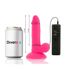 DIVERSIA - DILDO REALÍSTICO FLEXIBLE CON VIBRACIÓN ROSA 17 CM -O- 3.3 CM
