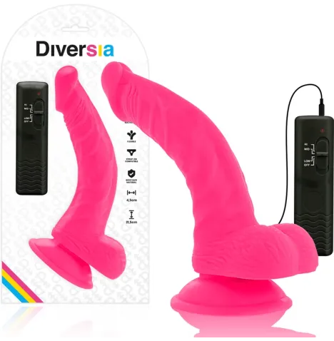 DIVERSIA - DILDO VIBRANTE FLESSIBILE ROSA 21.5 CM -O- 4.5 CM