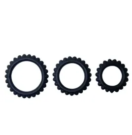 BAILE - TITAN SET 3PCS COCK RING BLACK 2.8 2.4 1.9 CM