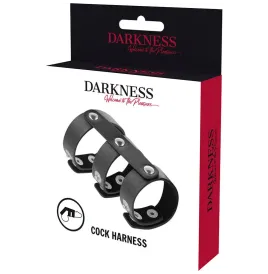 DARKNESS - ANELLO DOPPIO PER PENE E TESTICOLI IN PELLE REGOLABILE