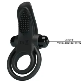 PRETTY LOVE - DOUBLE VIBRATING RING CLITORIS STIMULATOR 10 VIBRATIONS BLACK