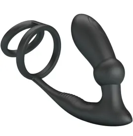 PRETTY LOVE - ANELLO PER PENE EMONI TAPPO ANALE 12 VIBRAZIONI NERO