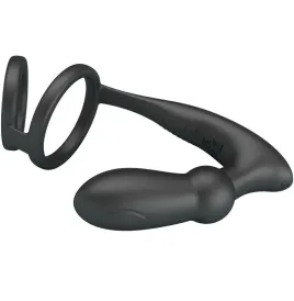 PRETTY LOVE - EMONI PENIS RING ANAL PLUG 12 VIBRATIONS BLACK