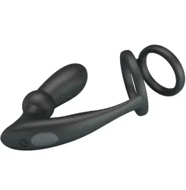 PRETTY LOVE - ANELLO PER PENE EMONI TAPPO ANALE 12 VIBRAZIONI NERO